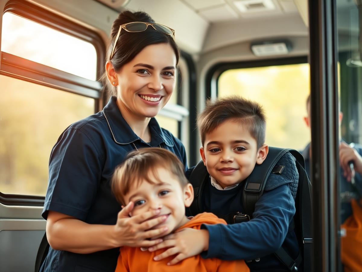 Driver helping scholar board a Scholar Ship vehicle